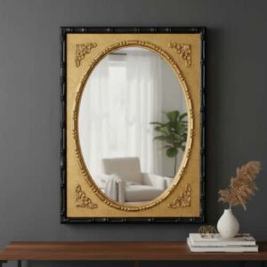 Antique Gold Oval Mirror Elegancia Vintage (42×32 Cm)